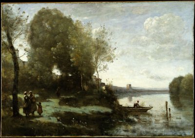 Fiume con una torre lontana da Jean Baptiste Camille Corot